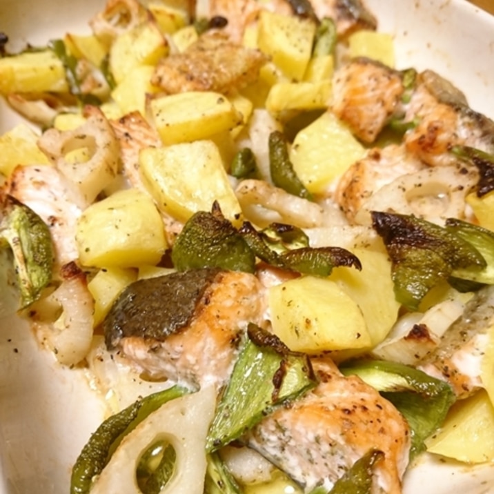 ほったらかしで 鮭と野菜のオーブン焼き レシピ 作り方 By ミクぽん 楽天レシピ